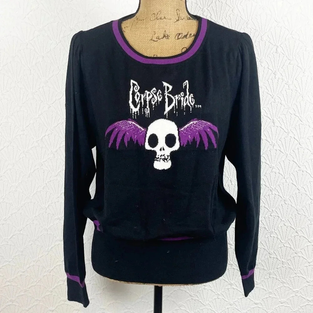 NWT Corpse Bride x Unique Vintage Flying Skull Sweater - Picture 6 of 6